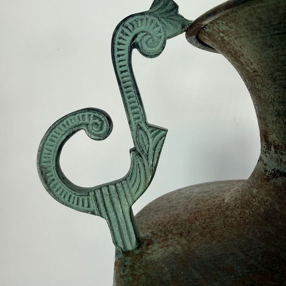 Bronze Tone Metal Urn Jardiniere Vase Handles Pedestal VTG Neoclassical Style - Picture 4 of 12